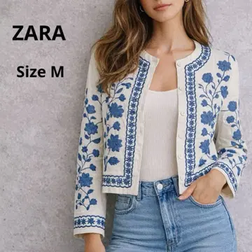 ZARA 린넨 블렌드 자수 셔츠 자켓