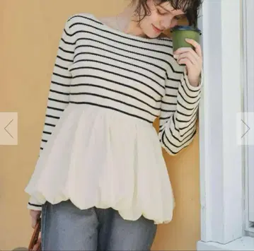 [택 포함 새상품] titivate 헴 벌룬 도킹 보트넥 리브 니트 M