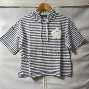 MARY QUANT 스트라이프 패턴 후드 부착 T셔츠