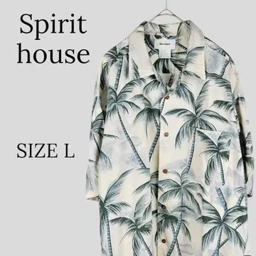 Spirit house 스피릿하우스 반팔 하와이안 셔츠 야자수 패턴 L