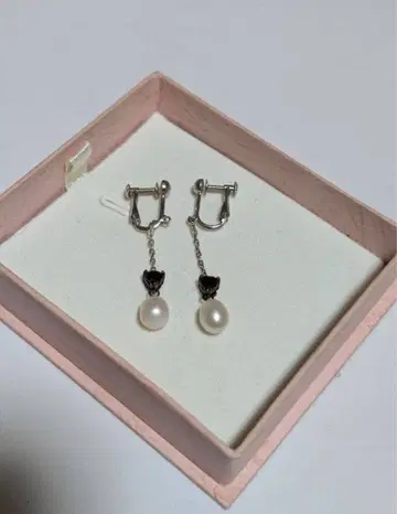 펄 귀찌 화이트 골드 진주