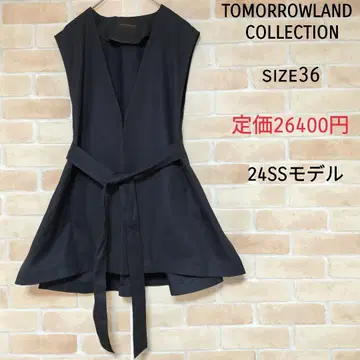 [ 새상품급 ] 투모로우랜드 컬렉션 코튼 개버딘 플레어 벨티드 베스트