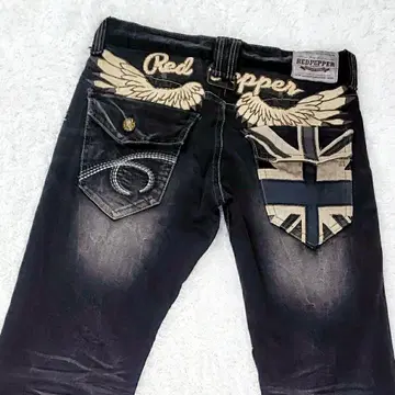 레드페퍼 자수 날개 유니언 잭 스트레치 블랙 29