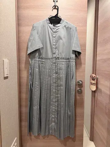 반팔 셔츠 원피스 플리츠 아이스 블루 그레이