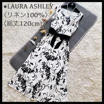 총길이 120cm! 로라 애슐리 린넨 100% 맥시 길이 플레어 원피스