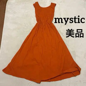 새상품급 미스틱 슬리브리스 롱 원피스 린넨 혼방 오렌지 L 사이즈