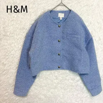 [ 에이치앤엠 ] 노카라 자켓 빅 루즈 숏 기장 라이트 블루 M