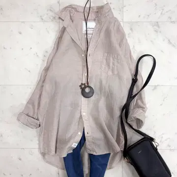 새상품급 레리움 린넨 스키퍼 셔츠 베이지 루즈핏 린넨 100%