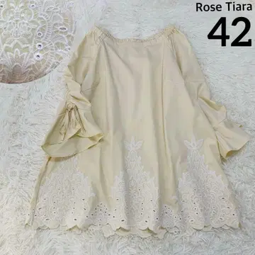 로즈 티아라 스칼라 자수 스퀘어 넥 풀오버 블라우스 꽃무늬 42