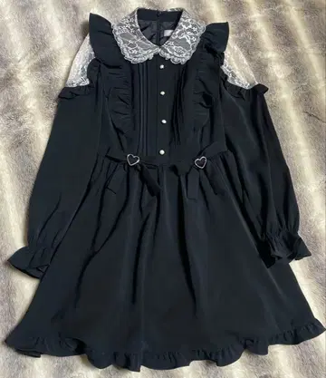Ank Rouge 리본 어깨 레이스 원피스 블랙 지뢰계 M 사이즈