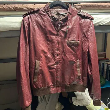 가죽 자켓 빨간색 밀리터리풍