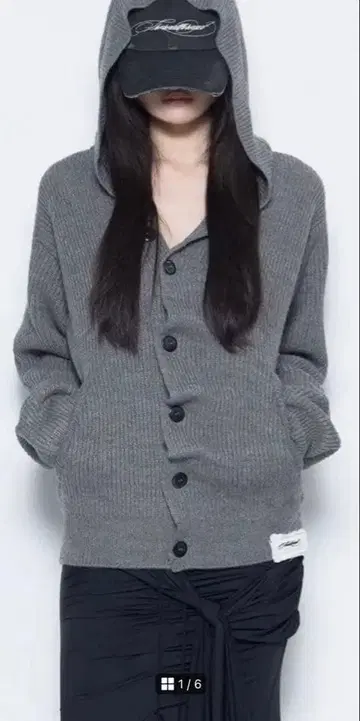 S 버튼 니트 후디 theredthread 그레이