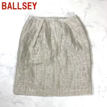 A419 보르지 미디 스커트 린넨 올 패턴 베이지 실버 36