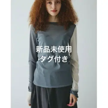 해린 도트 사이 크루넥 메쉬 이너 상의 그레이