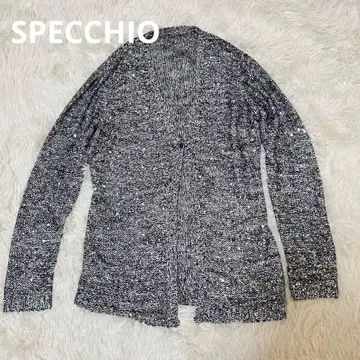 SPECCHIO 스팽글 라메 믹스 실버 가디건
