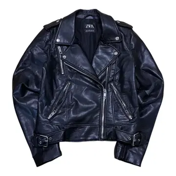 ZARA 블랙 인조 가죽 더블 라이더 자켓