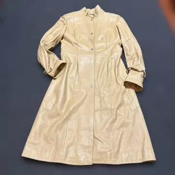 고급 KUTAHYA 양가죽 가죽 트렌치코트