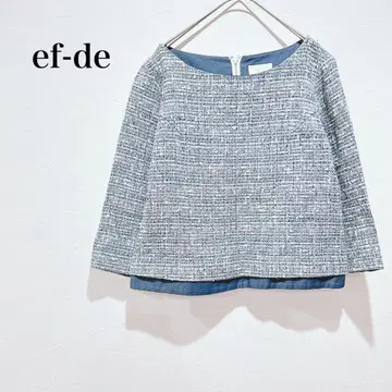 에프데 상의 긴팔 트위드 포멀 파랑 화이트 체크 면 봄 컬러