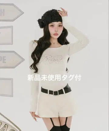 다리치 비쥬 로고 보트넥 니트탑