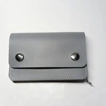그레이 천연 가죽 가죽 트래커 지갑 핸드메이드