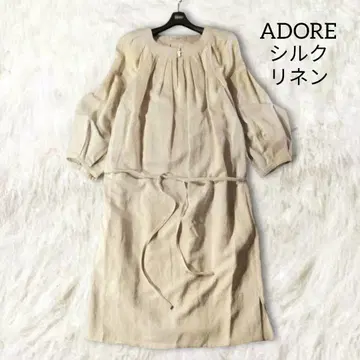 어도어 린넨 원피스 튜닉 36 실크 무릎 기장 벨트 봄/여름