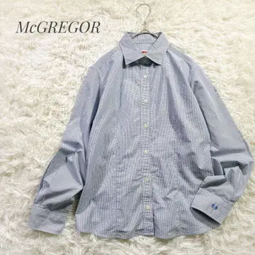 McGREGOR 맥레거 체크 셔츠 자수 블루 L 하자품