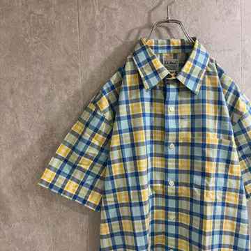 L.LBean 엘엘빈 체크 무늬 반팔 셔츠 반팔 구제 의류