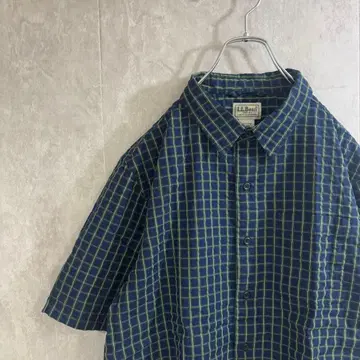 L.LBean 엘엘빈 체크 무늬 반팔 셔츠 반팔 구제 의류