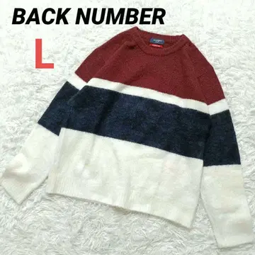 백넘버 니트 스웨터 긴팔 남성용 상의 L 보더 멀티