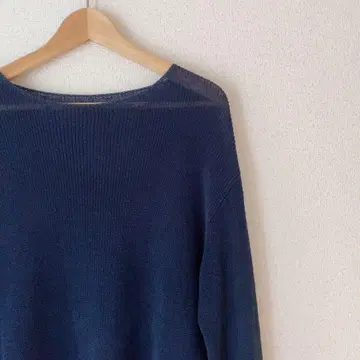 SLOBE IENA 린넨 혼방 보트넥 니트 네이비