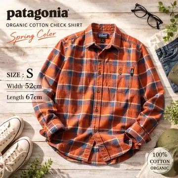 파타고니아 체크 셔츠 S 봄 컬러 오가닉 코튼