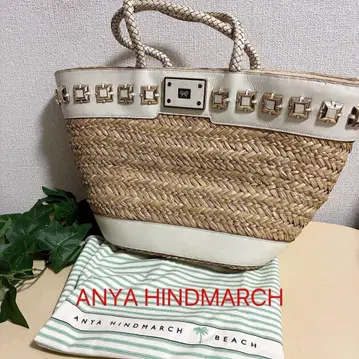 [이번 주 한정 가격] 안야 힌드마치 바스켓백 스터드 라피아 여름