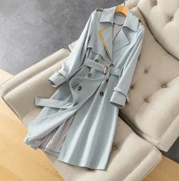 라이트 블루 트렌치코트 벨트 포함