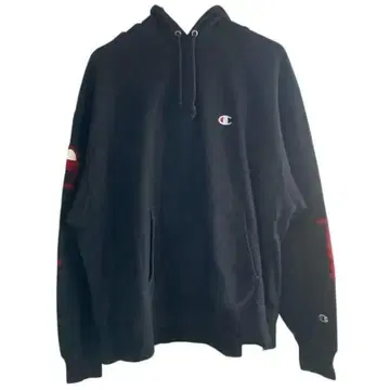 Champion 자수 로고 블랙 후드티 2XL 가슴 너비 73