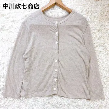 나카가와 마사시치 상점 워셔블 린넨 크루넥 가디건