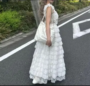 treaturself girly 레이스 프릴 롱 스커트