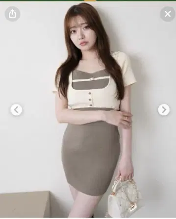 새상품 립 서비스 바이컬러 코르셋 니트 원피스