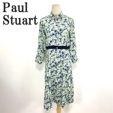 폴 스튜어트 롱 원피스 그린 파랑 트리아세테이트 C5580