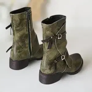 KutuKowi 벨트 로우힐 엔지니어 부츠 여성용