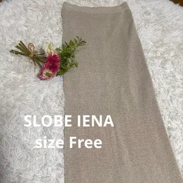 SLOBE IENA 베이지 니트 타이트 스커트 린넨