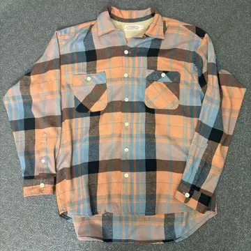 NICENESS 체크 무늬 긴팔 셔츠 오픈 카라 네프지 실크