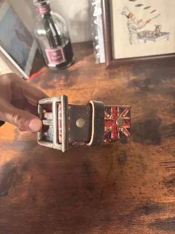 Leather Island 유니언 잭 패턴 가죽 벨트 아메카지