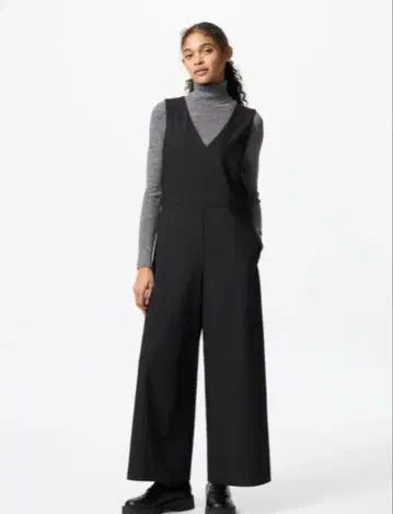 UNIQLO 점프수트 와이드 팬츠 블랙 여성용 XXL