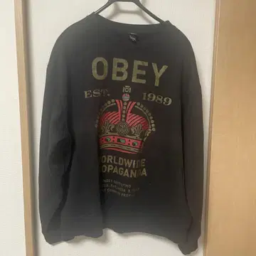 OBEY 크라운 프린트 맨투맨 XL