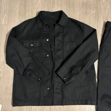 MUJI 카포크 혼방 커버올 자켓 L 팬츠 L 블랙 셋업