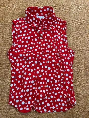 아네스베 agnes b. 90s 빨흰 도트 셔츠 40