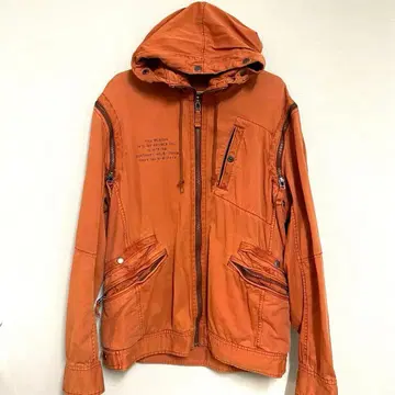 AVIREX 밀리터리 자켓 오렌지 기믹 워시 가공 XL