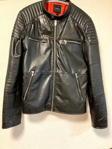 천연 가죽 싱글 라이더 가죽 자켓 검정