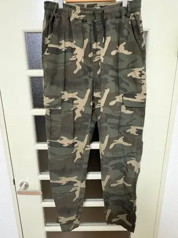 카모 패턴 카고 팬츠 허리밴딩