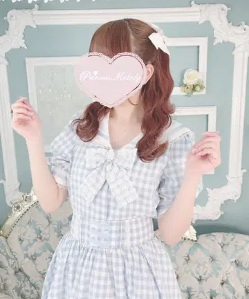 MA*RS 프리메로 양산형 깅엄 체크 세일러 블라우스 블루